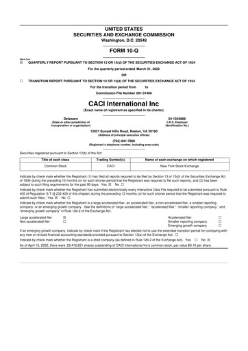 Thumbnail CACI International Inc 10-Q Quarterly Report FY2022 