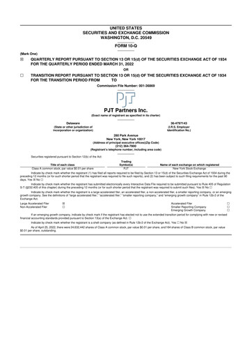 Thumbnail PJT Partners
 10-Q Quarterly Report FY2022 