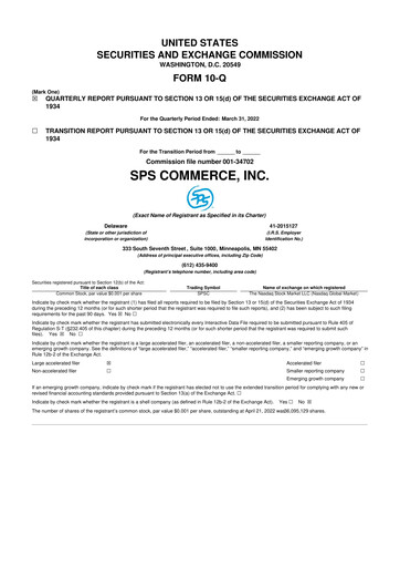 Thumbnail SPS Commerce
 10-Q Quarterly Report FY2022 