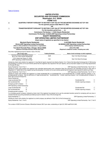 Thumbnail Equity Residential
 10-Q Quarterly Report FY 