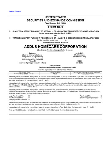 Thumbnail 
Addus HomeCare 10-Q Quarterly Report FY 