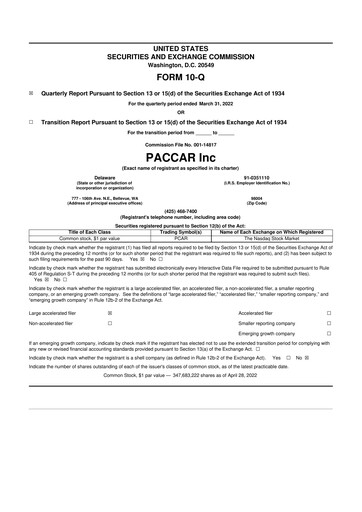 Thumbnail Paccar 10-Q Quarterly Report FY2022 