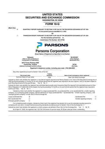 Thumbnail Parsons 10-Q Quarterly Report FY2022 