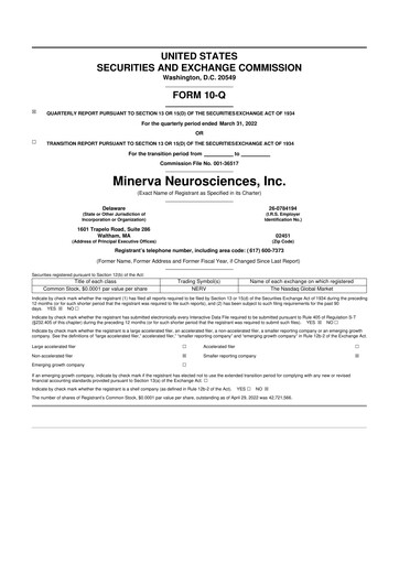 Thumbnail Minerva Neurosciences
 10-Q Quarterly Report FY 