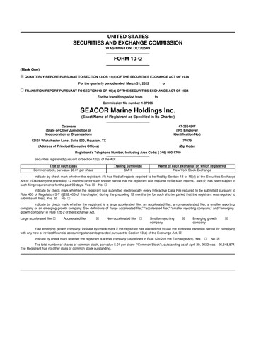 Thumbnail SEACOR Marine 10-Q Quarterly Report FY2022 