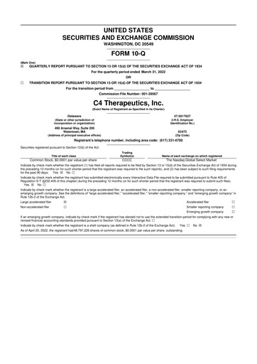 Thumbnail C4 Therapeutics 10-Q Quarterly Report FY 