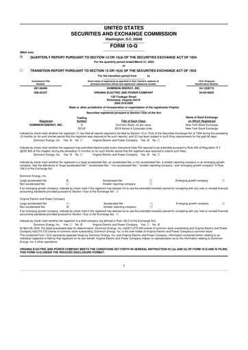 Vorschaubild Dominion Energy 10-Q Quartalsbericht  