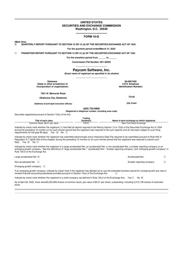 Thumbnail Paycom
 10-Q Quarterly Report FY2022 