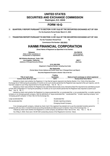 Vorschaubild Hanmi Financial 10-Q Quartalsbericht  