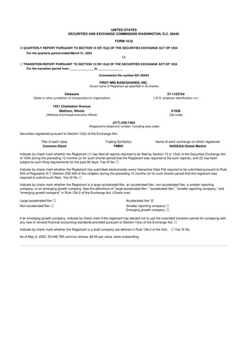 Vorschaubild First Mid Bancshares 10-Q Quartalsbericht 2022 
