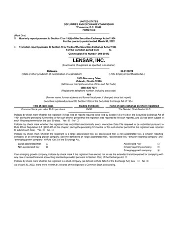 Thumbnail LENSAR 10-Q Quarterly Report FY2022 