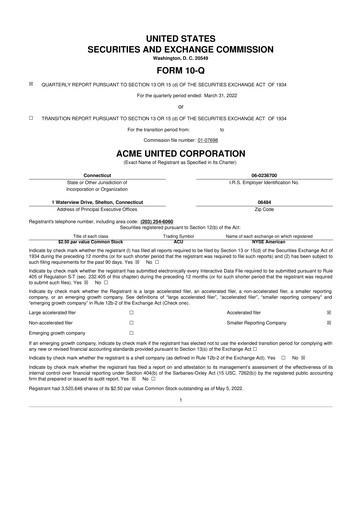 Vorschaubild Acme United 10-Q Quartalsbericht 2022 