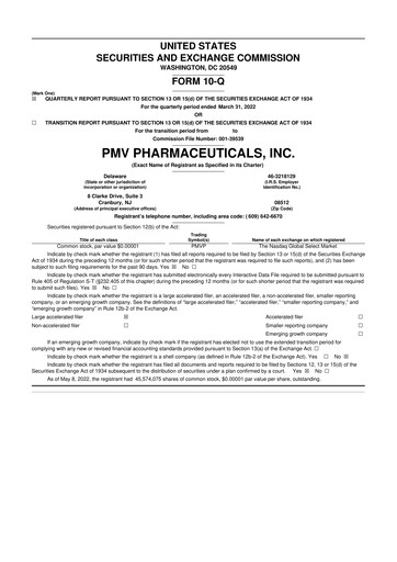 Vorschaubild PMV Pharmaceuticals 10-Q Quartalsbericht  