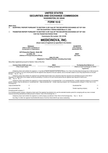 Thumbnail MediciNova 10-Q Quarterly Report FY 