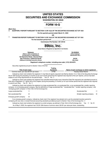 Vorschaubild 89bio 10-Q Quartalsbericht 2022 