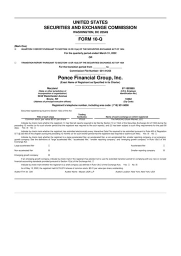 Thumbnail Ponce Financial Group 10-Q Quarterly Report FY2022 