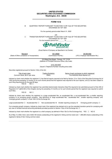 Vorschaubild Pathfinder Bancorp 10-Q Quartalsbericht 2022 