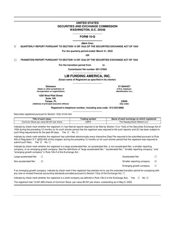 Thumbnail LM Funding America 10-Q Quarterly Report FY2022 