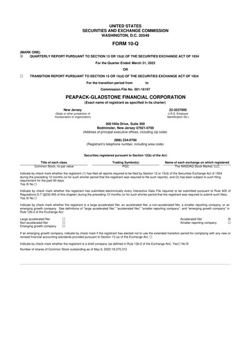Thumbnail Peapack-Gladstone Financial 10-Q Quarterly Report FY2022 