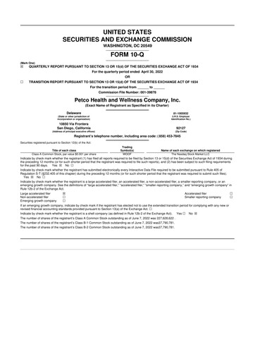 Thumbnail Petco 10-Q Quarterly Report FY2022 