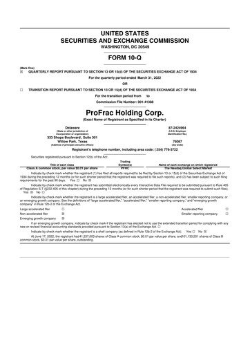 Thumbnail ProFrac 10-Q Quarterly Report FY2022 