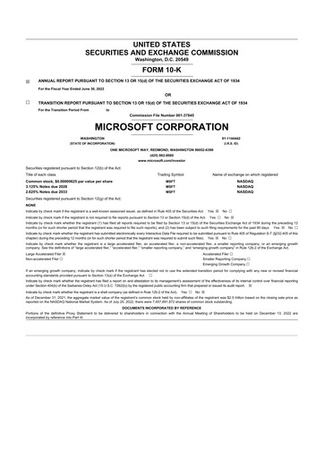 Thumbnail Microsoft 10-K Annual Report 2022