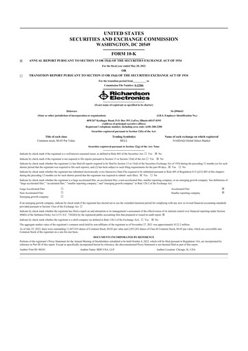 Thumbnail Richardson Electronics 10-K Annual Report 2022