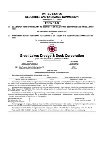 Thumbnail Great Lakes Dredge & Dock Corp. 10-Q Quarterly Report FY 