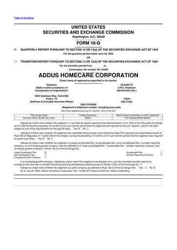 Thumbnail 
Addus HomeCare 10-Q Quarterly Report FY2022 