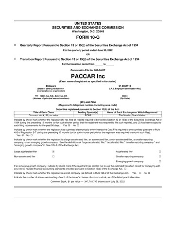 Thumbnail Paccar 10-Q Quarterly Report FY2022 
