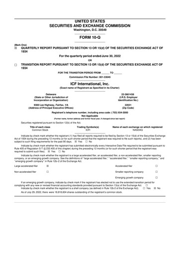 Thumbnail ICF International 10-Q Quarterly Report FY 
