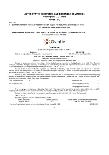 Thumbnail Ovintiv 10-Q Quarterly Report FY2022 