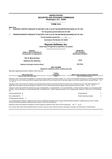 Thumbnail Paycom
 10-Q Quarterly Report FY2022 