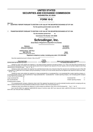 Thumbnail Schrödinger 10-Q Quarterly Report FY2022 