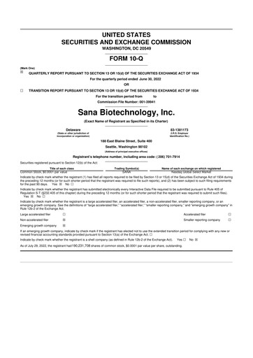 Thumbnail Sana Biotechnology 10-Q Quarterly Report FY 