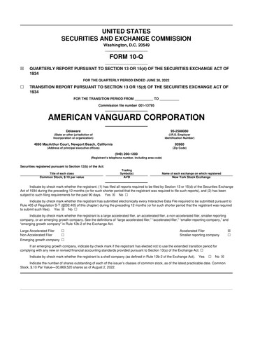 Thumbnail American Vanguard 10-Q Quarterly Report FY 