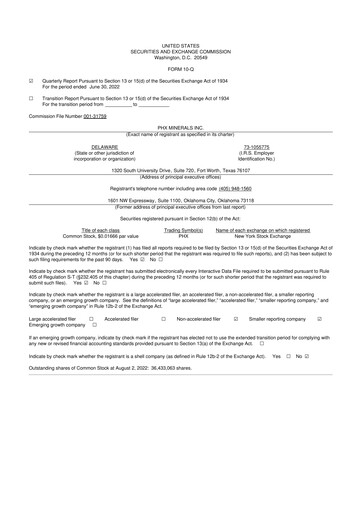Thumbnail PHX Minerals 10-Q Quarterly Report FY2022 