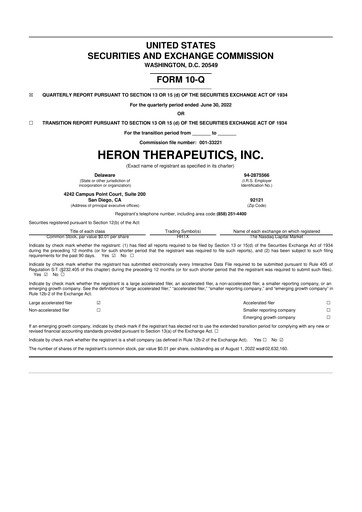 Miniature Heron Therapeutics 10-Q Rapport trimestriel 2022 