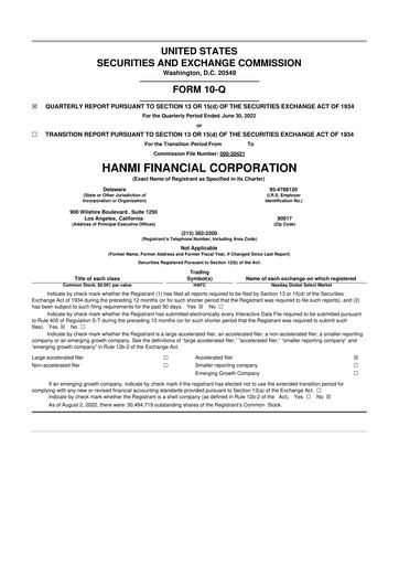 Vorschaubild Hanmi Financial 10-Q Quartalsbericht  