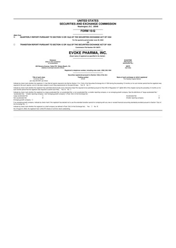 Thumbnail Evoke Pharma
 10-Q Quarterly Report FY2022 