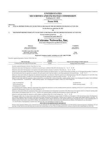 Thumbnail Extreme Networks
 10-K Annual Report 2022