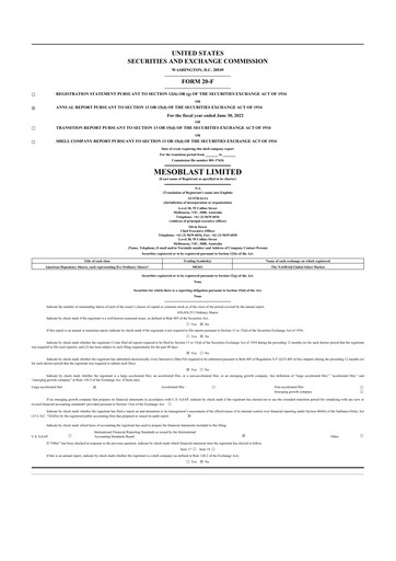 Thumbnail Mesoblast
 20-F Annual Report 2022