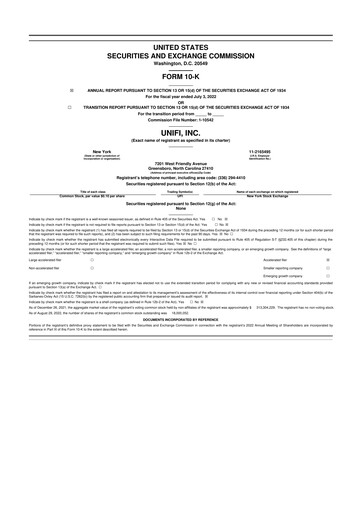 Thumbnail Unifi 10-K Annual Report 2022