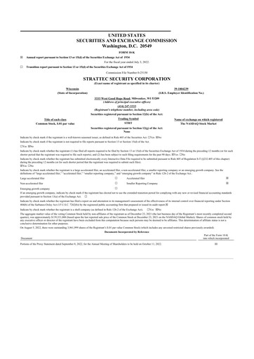 Miniature Strattec Security 10-K Rapport annuel 2022