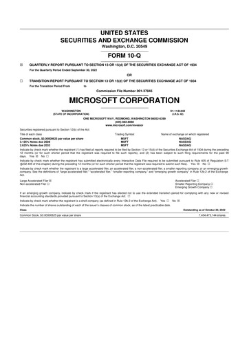 Thumbnail Microsoft 10-Q Quarterly Report FY2023 