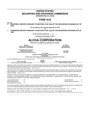 Thumbnail Alcoa 10-Q Quarterly Report FY2022 