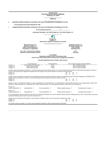 Thumbnail Prologis 10-Q Quarterly Report FY 