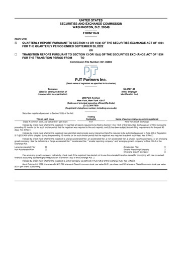 Thumbnail PJT Partners
 10-Q Quarterly Report FY2022 