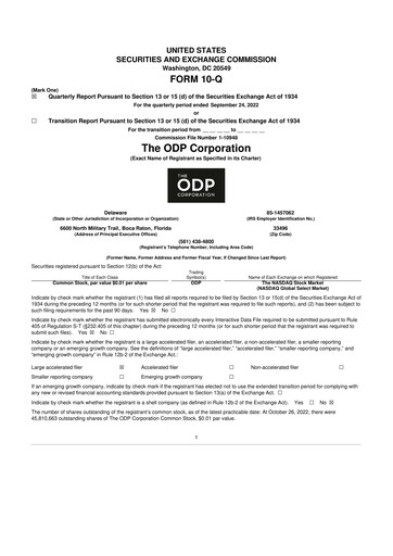 Thumbnail The ODP Corporation
 10-Q Quarterly Report FY2022 