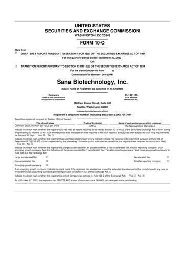 Thumbnail Sana Biotechnology 10-Q Quarterly Report FY 